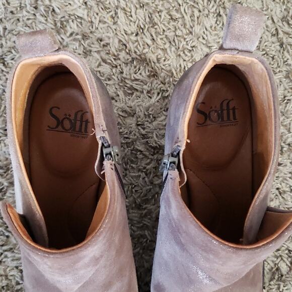 Sofft Women's Ware Boot Smoke Distressed Metallic Suede - Picture 15 of 15